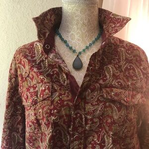 FRANKY MAX Red Paisley Western Shirt-Long Sleeves, Snaps & Pockets! Cowboy Chic!